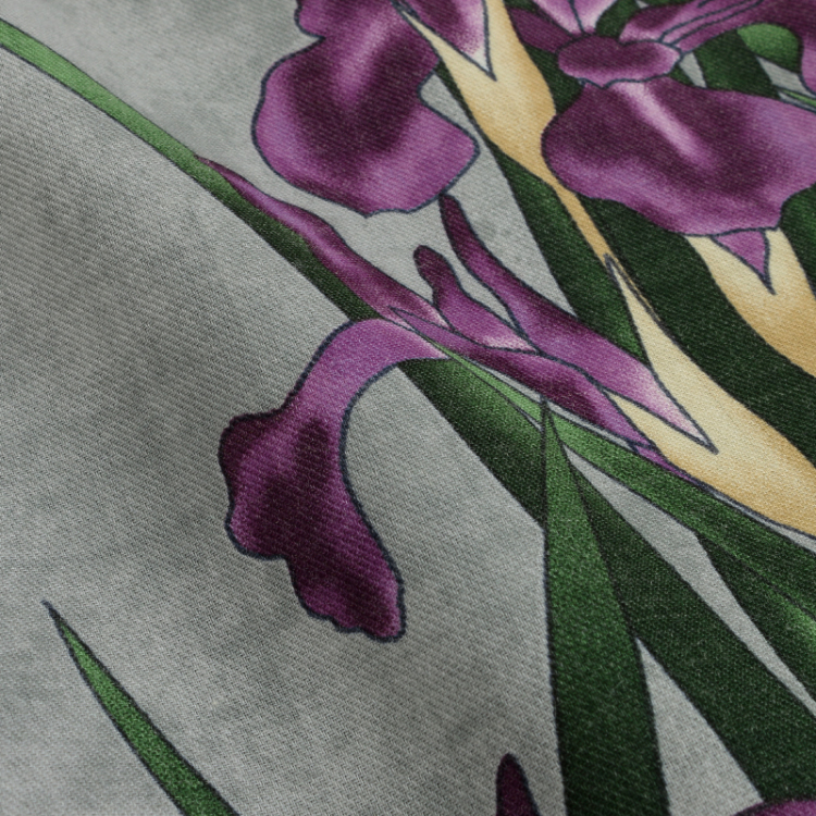 尾形光琳 ビエラワンピース長袖＜燕子花/銀鼠＞ | 京友禅アロハシャツ