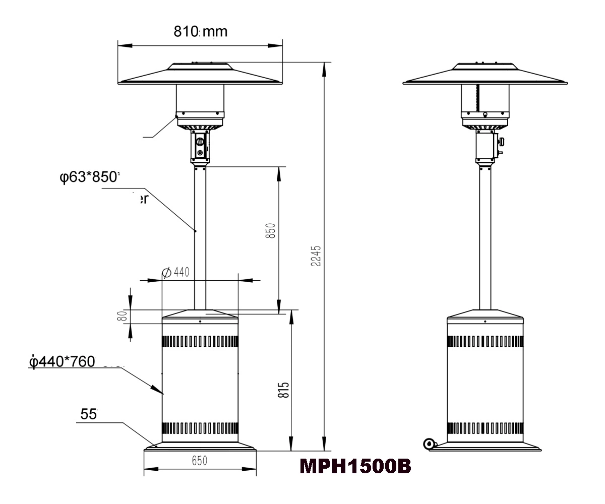屋外暖房いけだやパラソル式ガスパティオヒーター