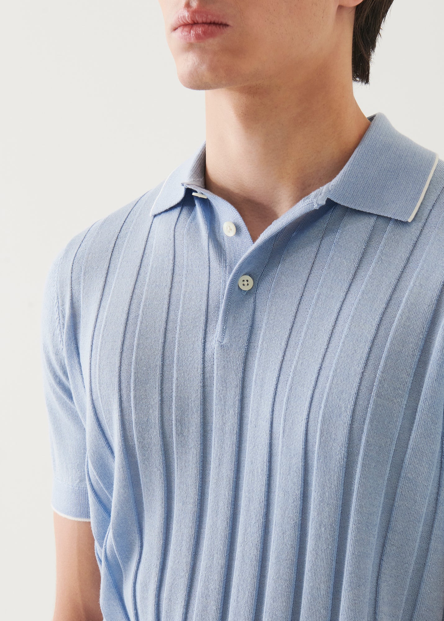 Merino Wool-Silk Blend Drop Needle Polo | PATRICK ASSARAF | Luxury