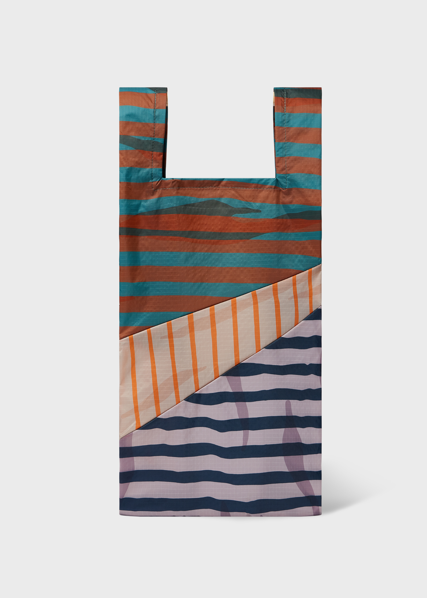 Susan Bijl x Paul Smith - Teal Mixed-Stripe The New Shopping Bag