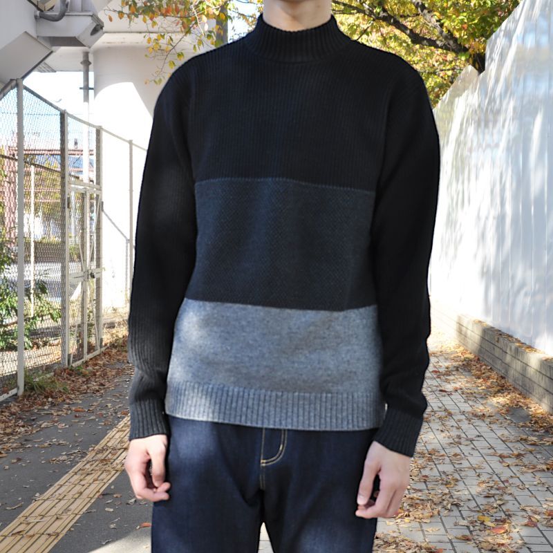 narifuri ナリフリ カラーパネルウォッシャブルミッドネックニット