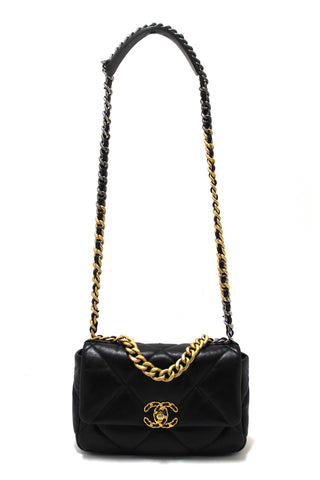 Authentic Limited Edition Chanel 19 Small Black Quilted Lambskin