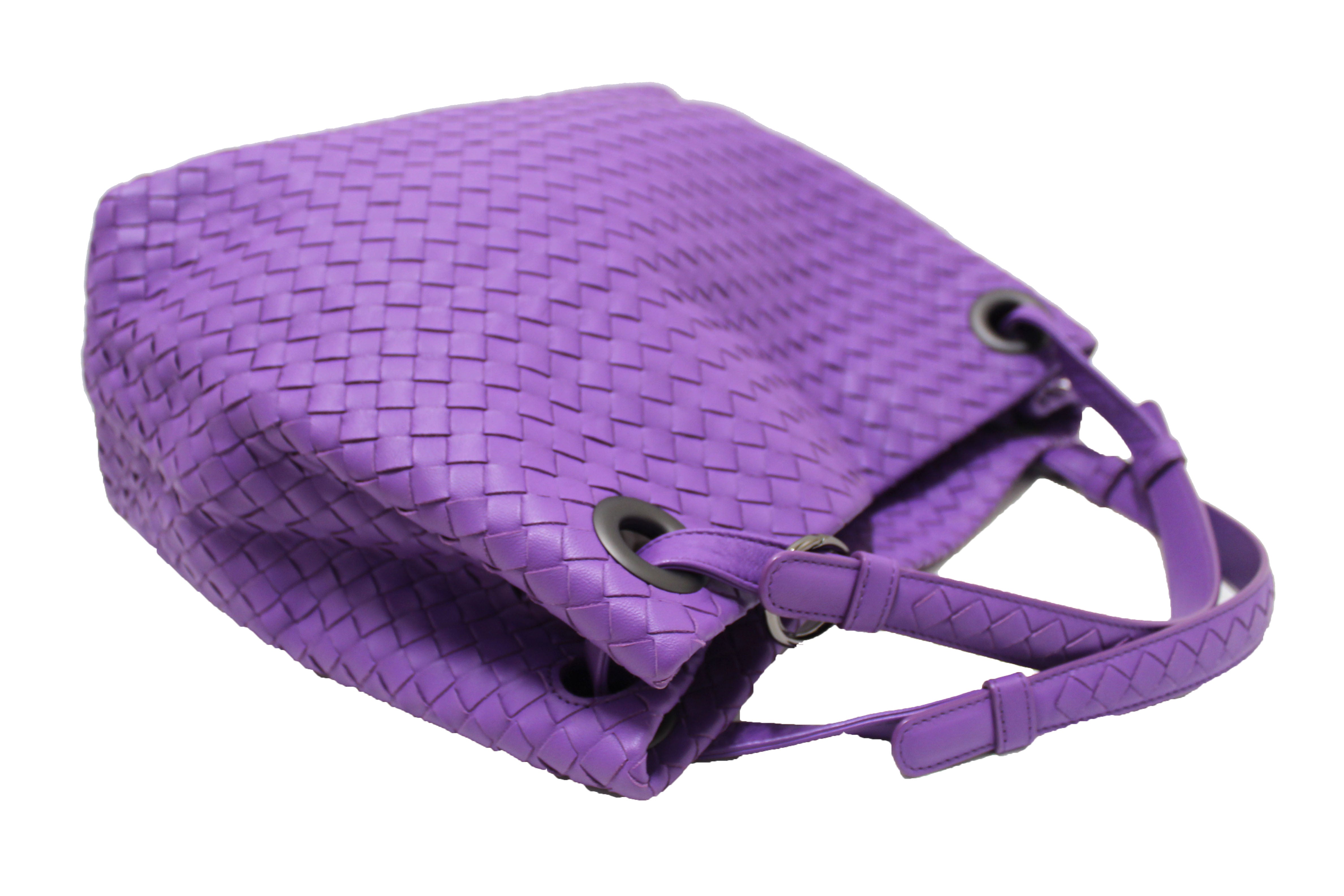 Authentic Bottega Veneta Purple Intrecciato Woven Nappa Leather