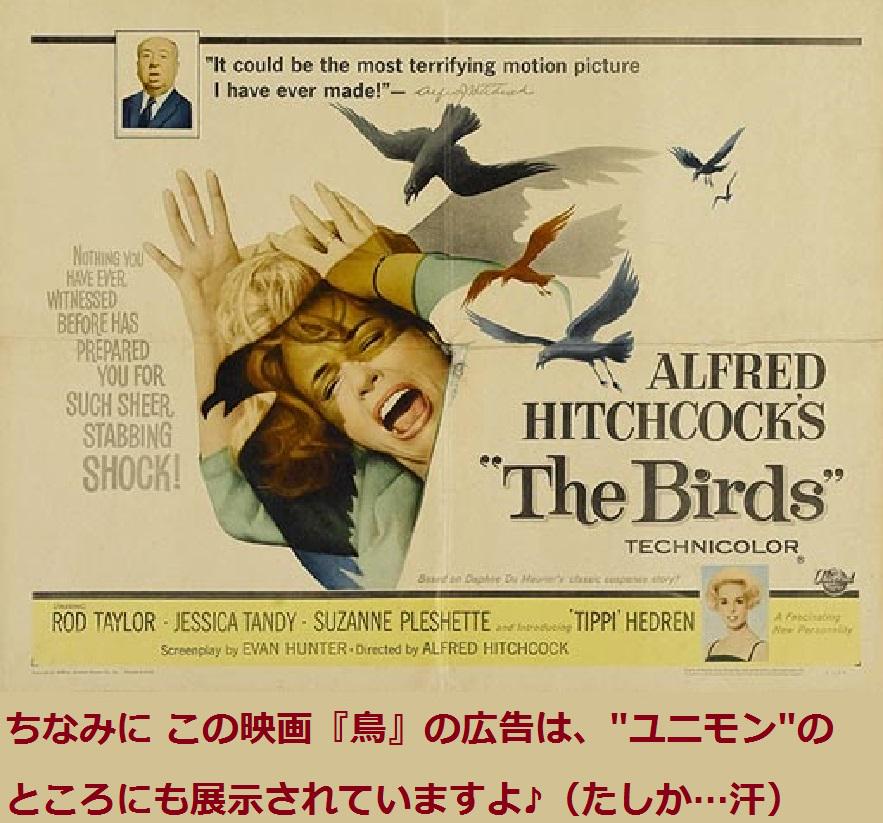 答えはヒッチコック監督作の映画『鳥』でした～♪ ちなみに USJでもお