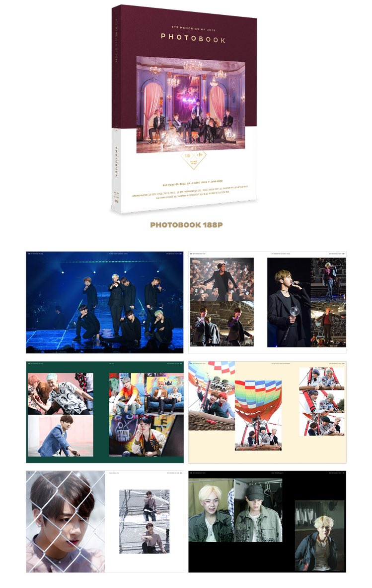 BTS MEMORIES OF 2016 DVD + PHOTOBOOK - 4DVDs - 188p photobook - 7
