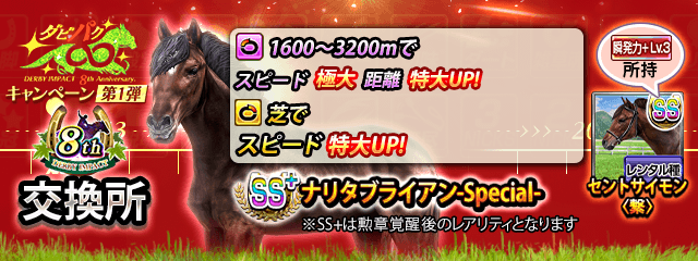 蹄鉄交換所に復刻SS種牡馬「#ナリタブライアン -Special-」が登場し
