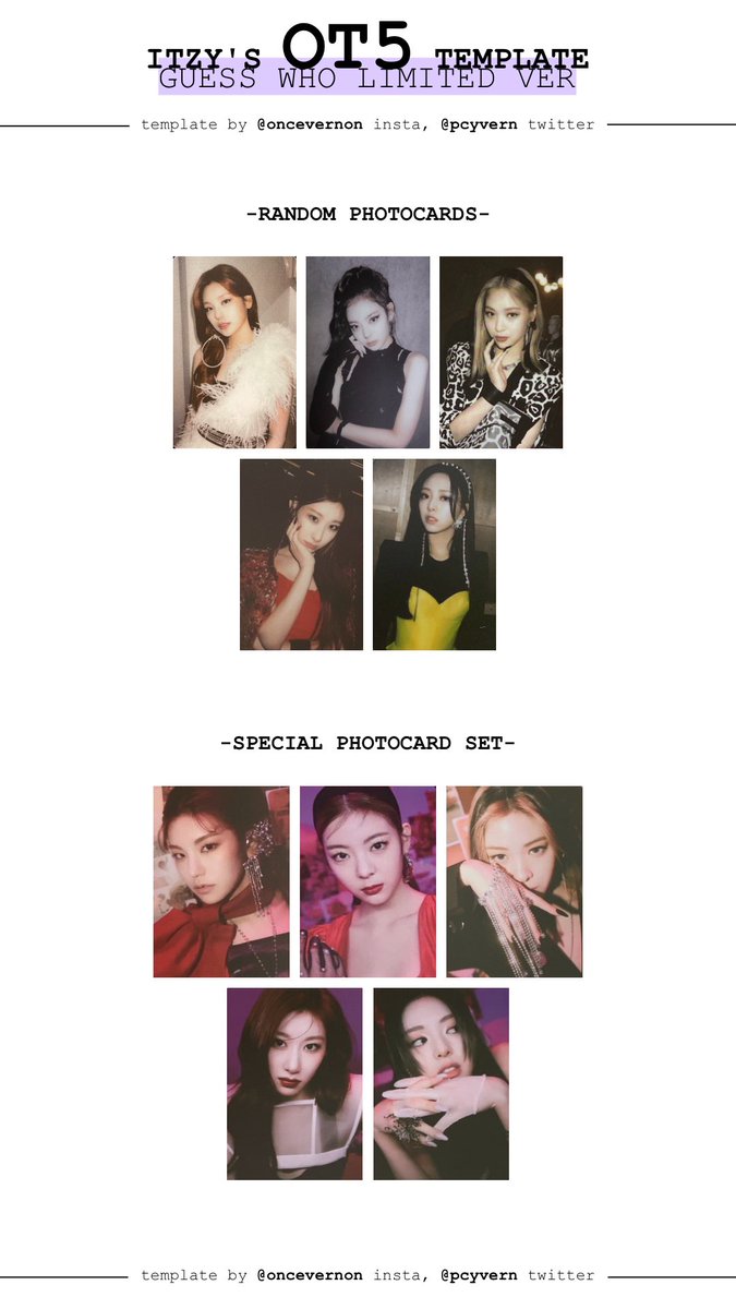 made an ot5 template for the photocards from the itzy guess who