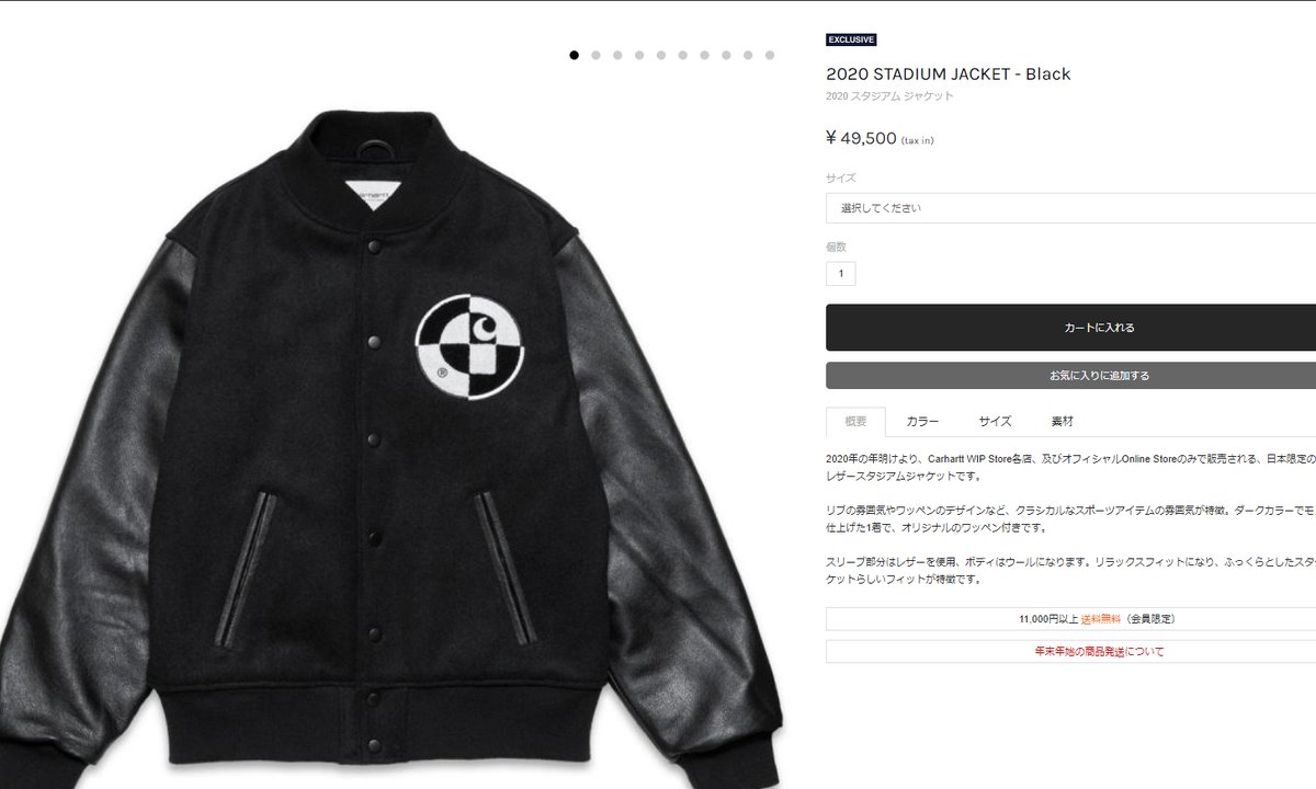 2020 スタジャン WIP Carhartt