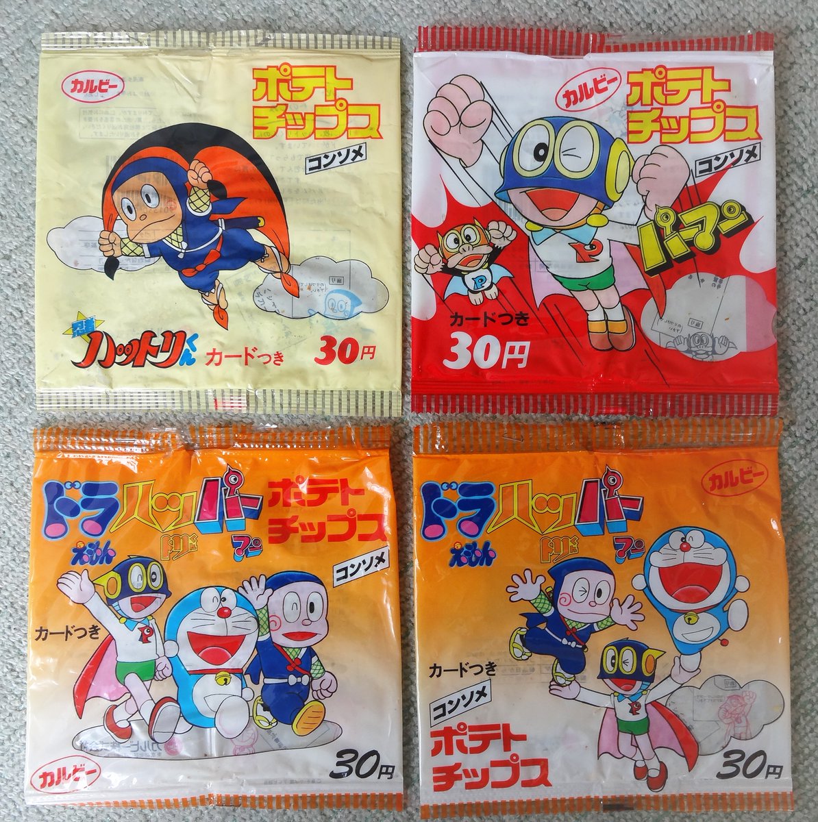 1979年発売のドラえもんスナック以降、80年代には藤子キャラのカルビー