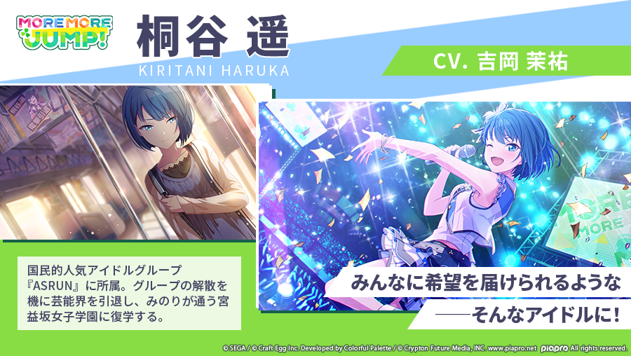 ☘️MORE MORE JUMP！☘️桐谷遥 CV.吉岡茉祐（@yoshioka_mayuC） 自己
