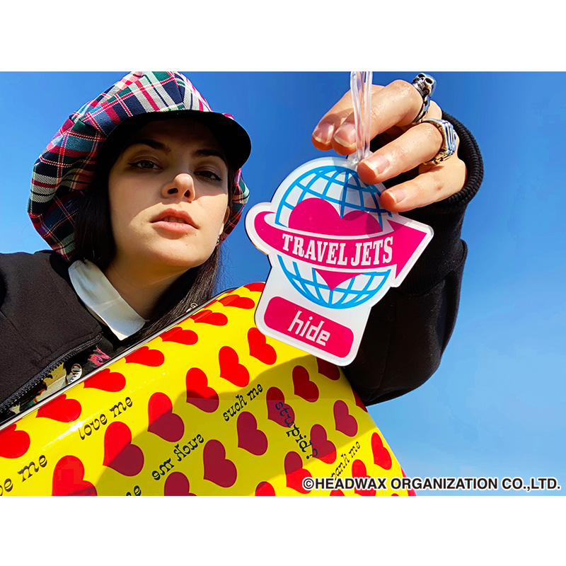 グッズinfo】 外側のイエローハート柄と内側のhideロゴコラージュが