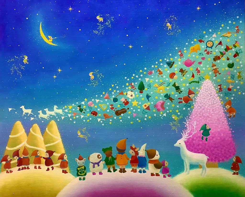 ノブサチ お空をみあげて 絵画 ノブサチ お空をみあげて 絵画