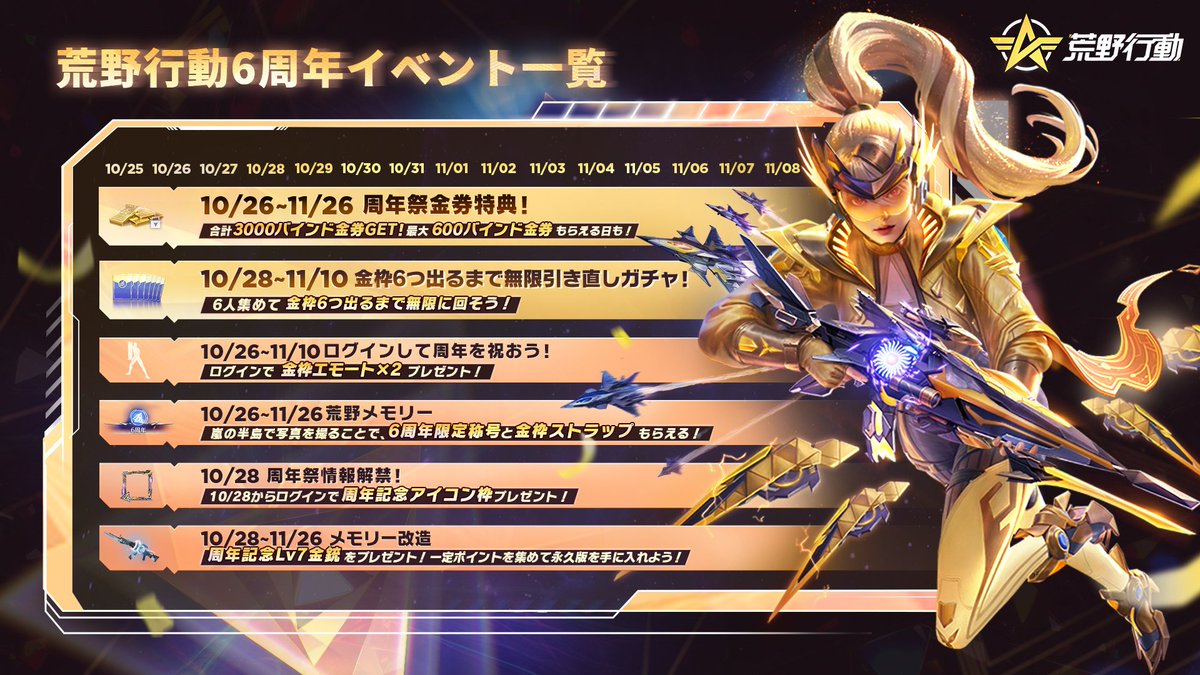 🎉#荒野行動6周年 ボーナスイベント開催中🎉 📍ここにご注目📍 ✨10/26