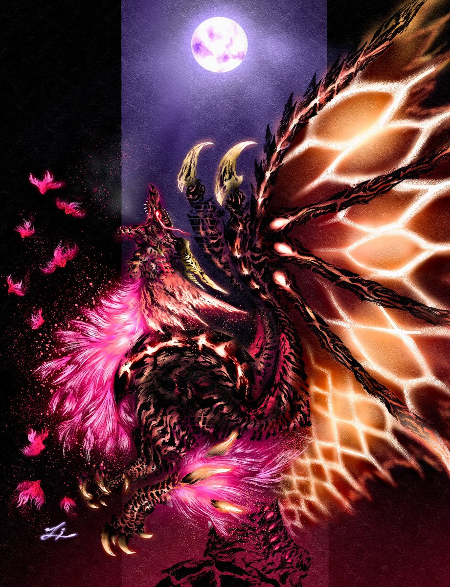 筆ペンで原初を刻むメル・ゼナ描きました!! Primordial Malzeno drawn