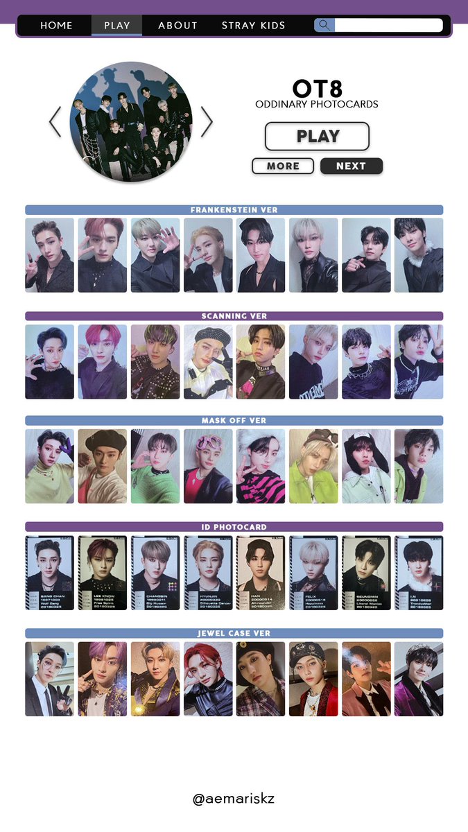 ODDINARY stray kids スキズ アルバム トレカ 一覧 バンチャン リノ