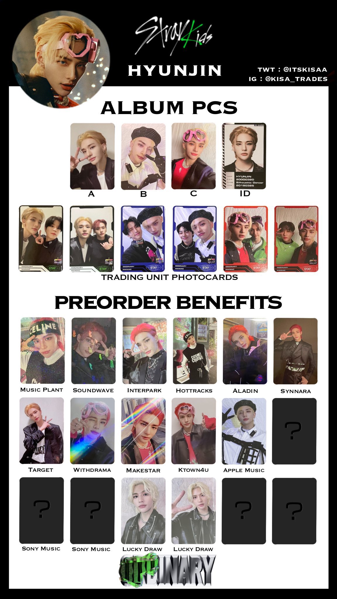 Straykids ODDINARY ヒョンジン トレカセット Straykids ODDINARY