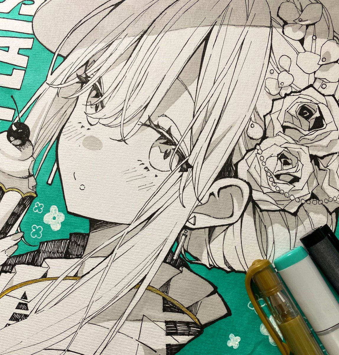 手書きイラスト（直筆）色紙 / FLOWERCHILD 手書きイラスト（直筆