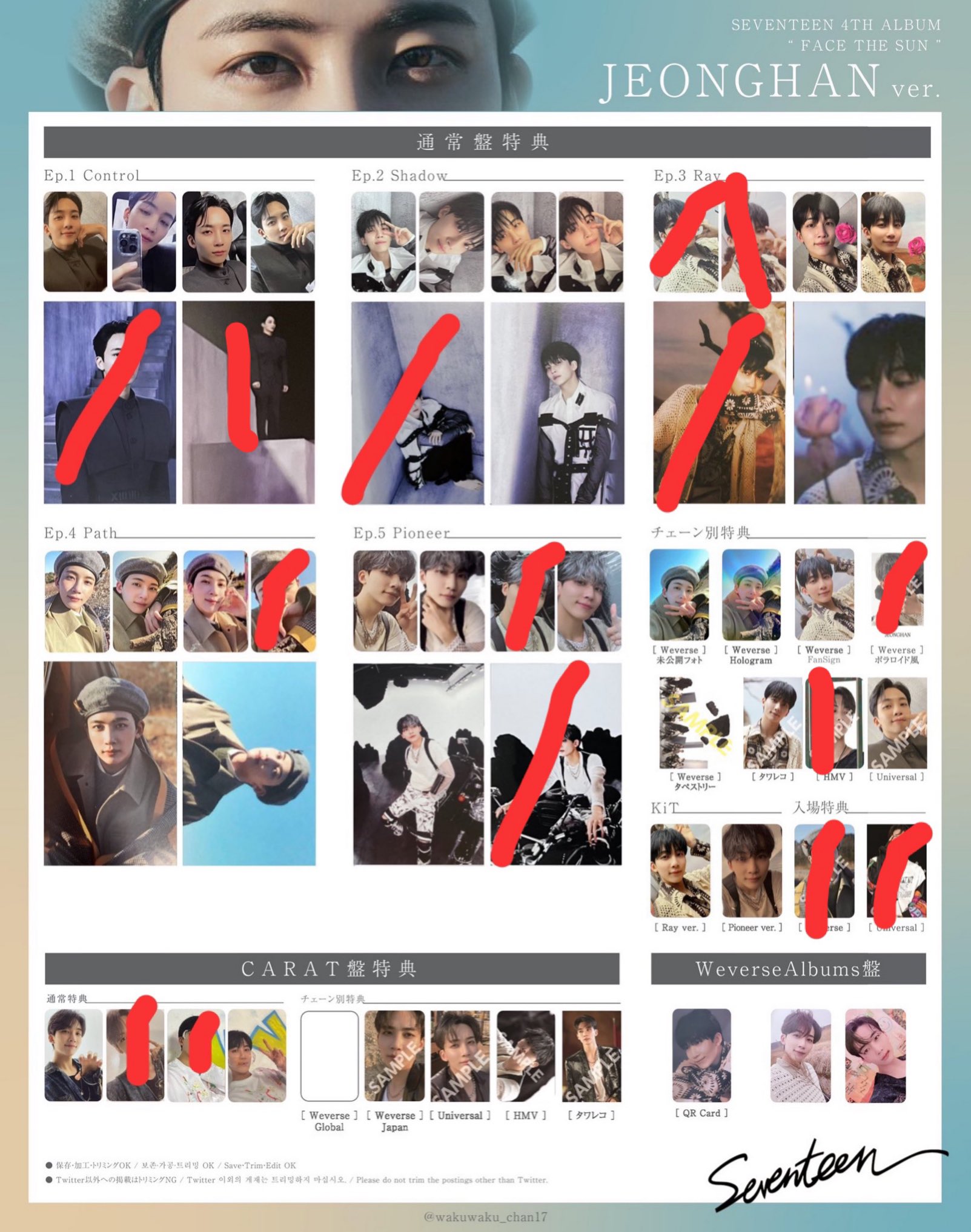 セブチ エスクプス FACE THE SUN トレカ コンプリート SEVENTEEN