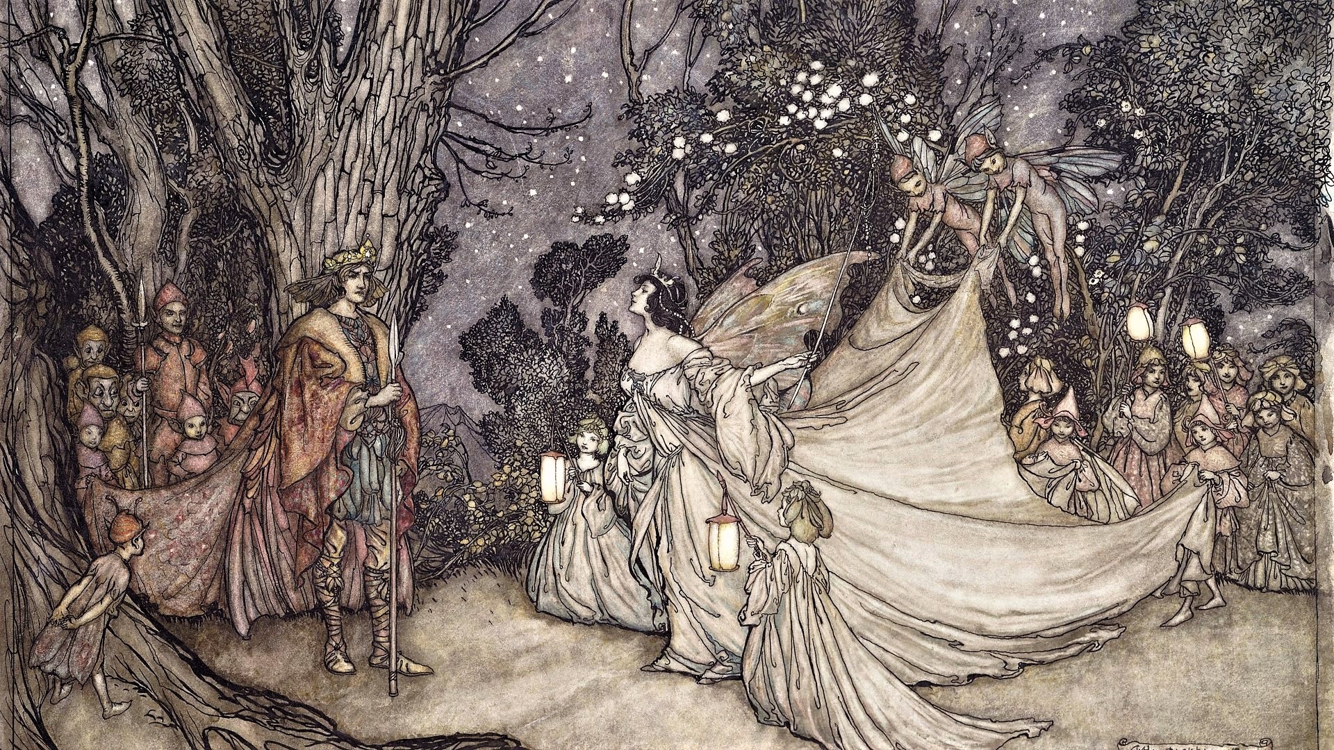 1908年 初版 アーサー・ラッカム 真夏の夜の夢 挿絵カラー40点 抜け