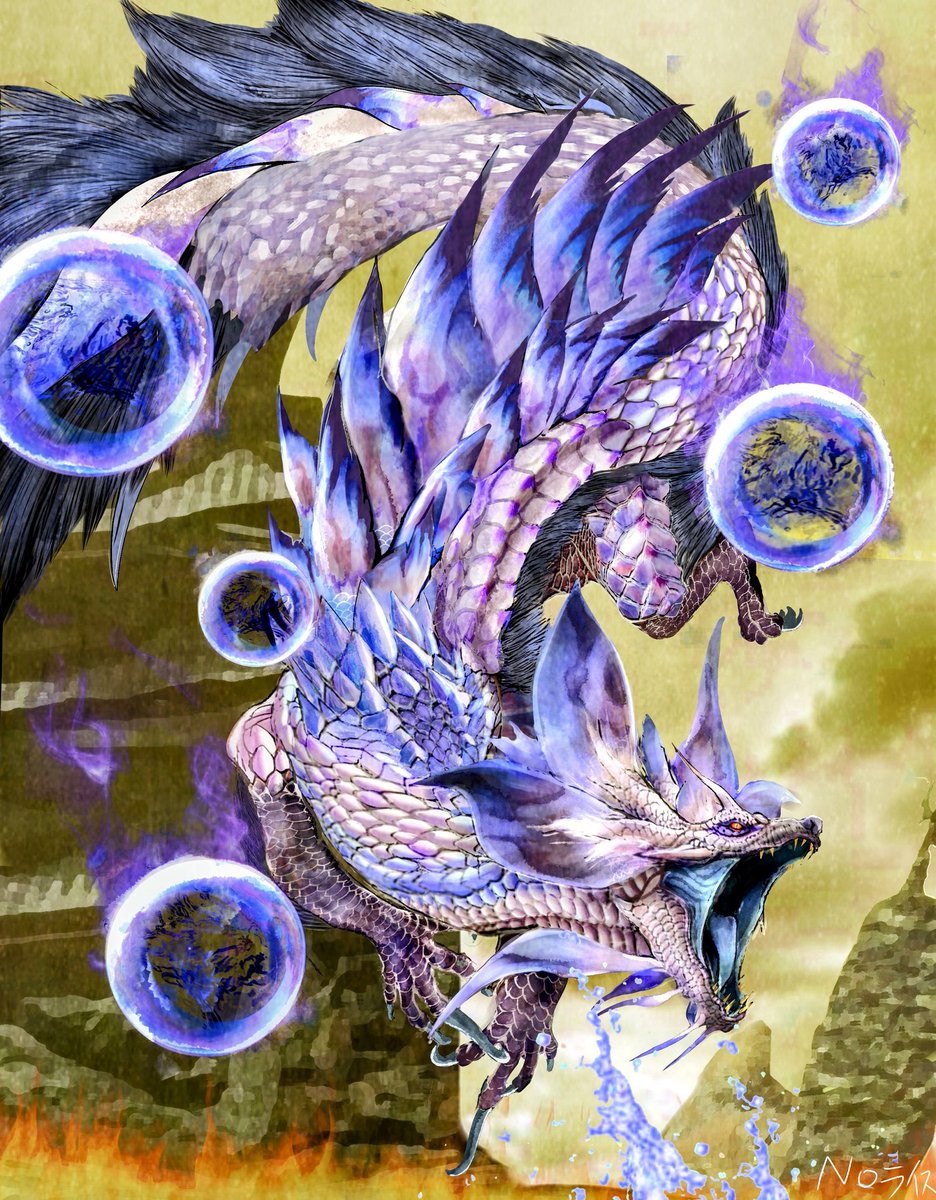 タマミツネ希少種完成しました!がんばって描いたのでいろんな方に見て