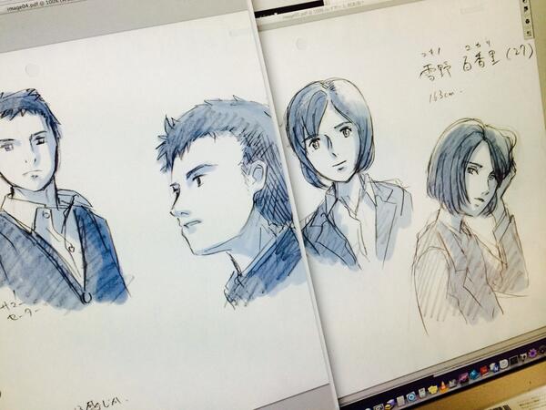 言の葉の庭、キャラ原案は僕ですね。こんなスケッチと絵コンテを元に