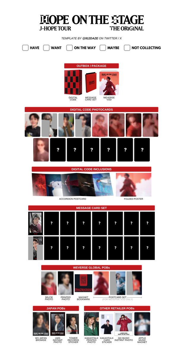 BTS J-HOPE HOBI HOTS HOS TOUR PC PHOTOCARD DIGITAL CODE DIGICODE