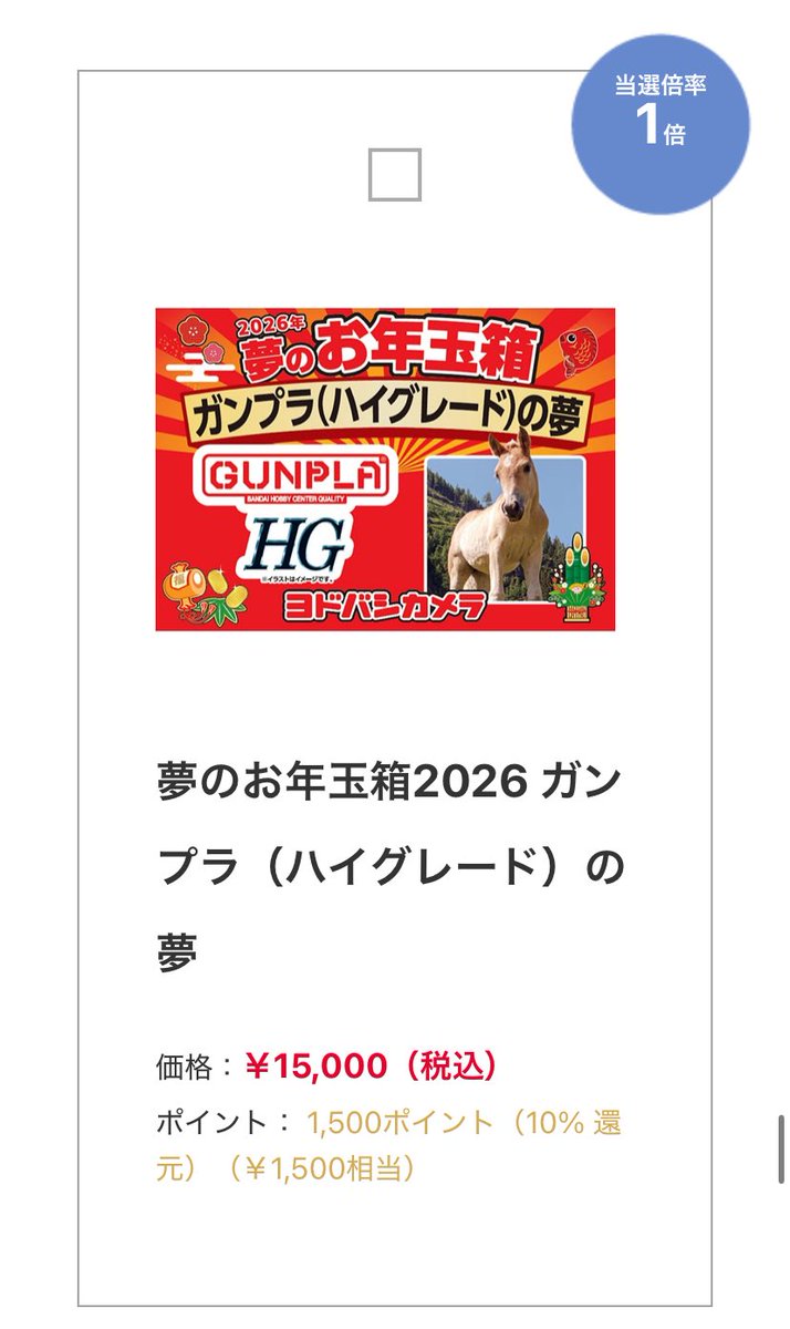 ヨドバシカメラにて2026年【夢のお年玉箱】抽選予約が始まりました