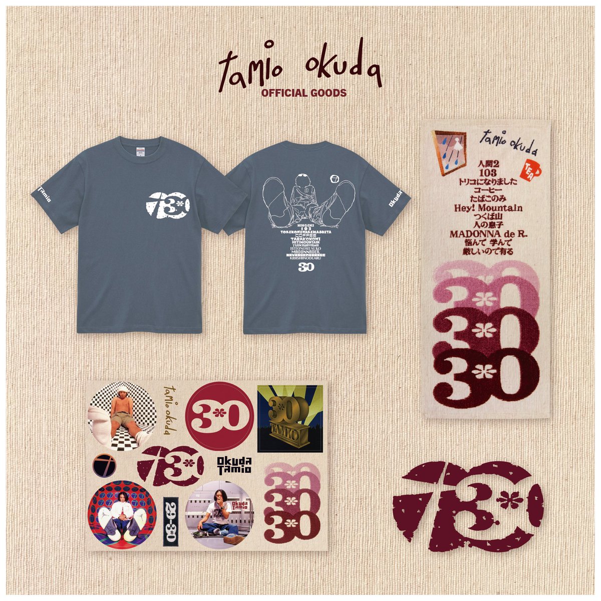 名盤ライブ「30/奥田民生」グッズ＞ □3030 Tシャツ （S/M/L/XL） 各