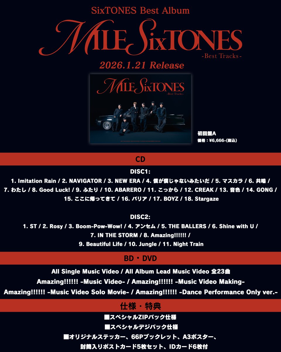 Best Album 「MILESixTONES -Best Tracks-」 2026.1.21 Release