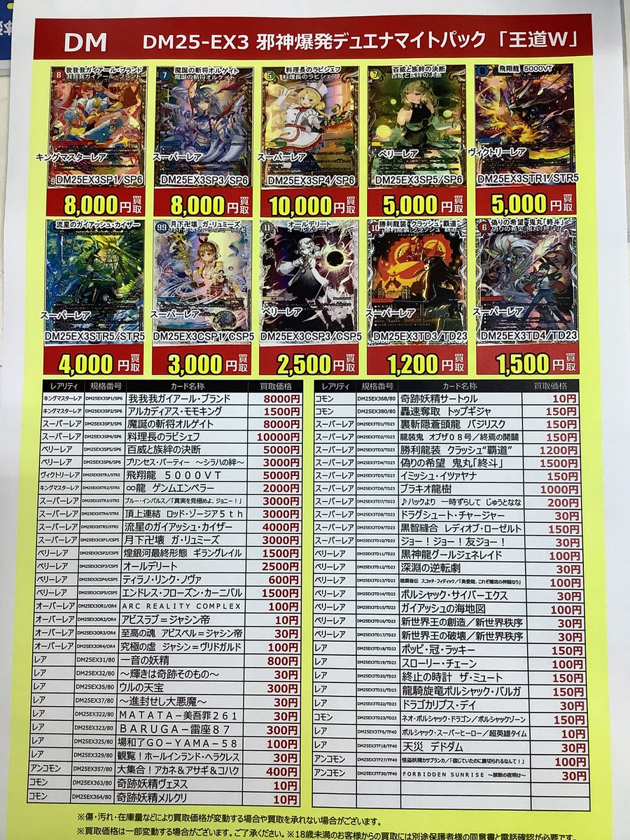 デュエルマスターズ 邪神爆発デュエナマイトパック「王道W」 買取価格
