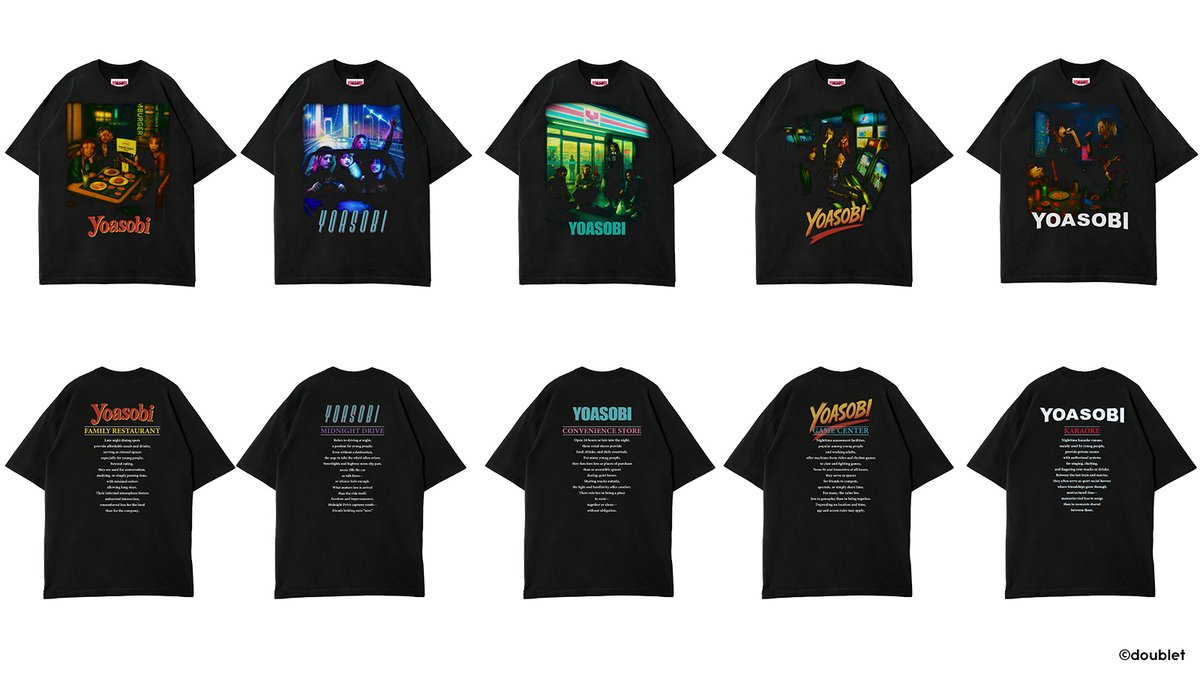 YOASOBI × doublet “夜遊びのユニフォーム”をテーマにコラボ Tシャツと