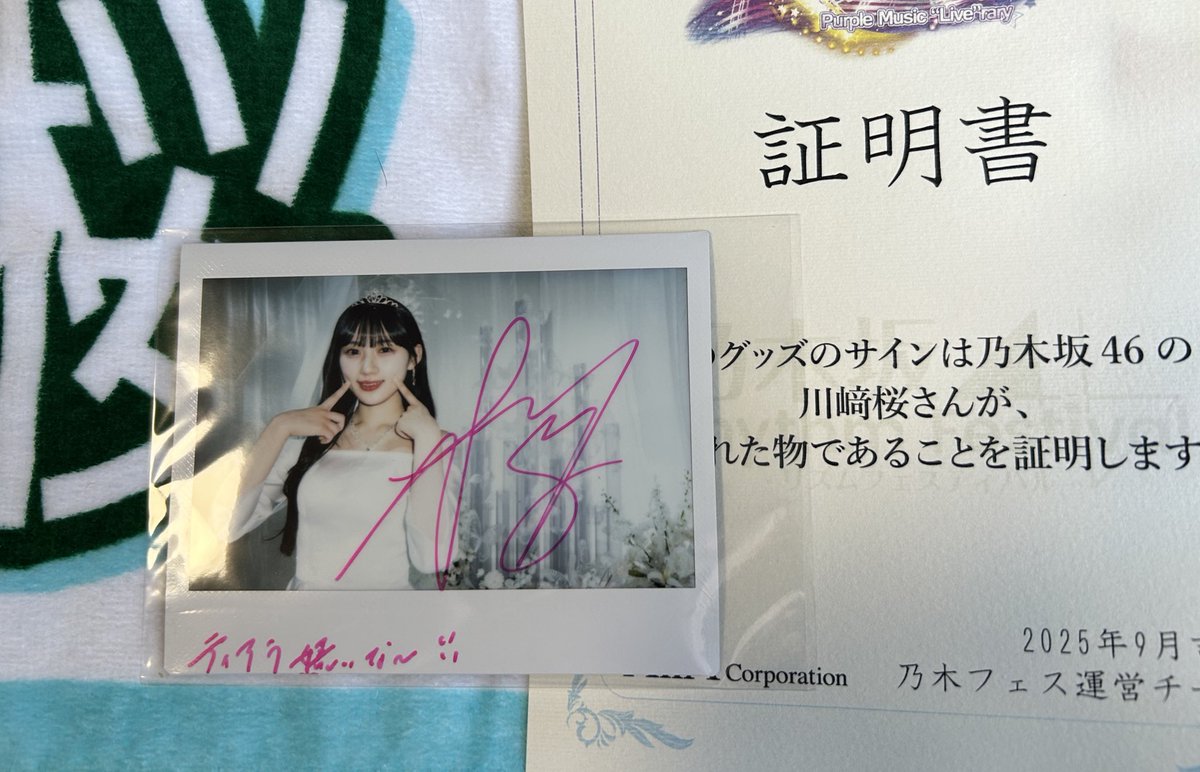 乃木坂46 川崎桜 サイン入りチェキ&メモリアルビーブック 乃木坂46