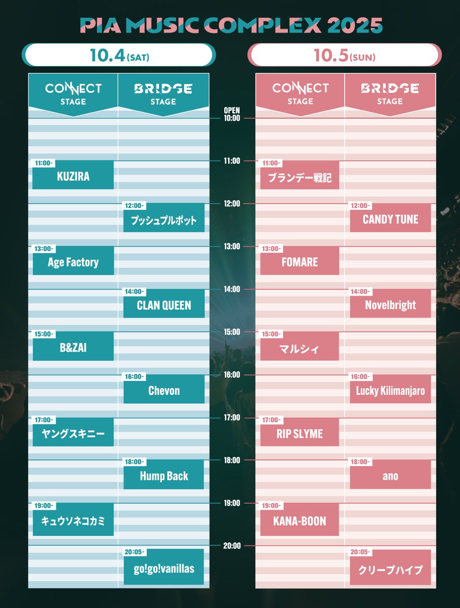 Tomorrow PIA MUSIC COMPLEX 2025 Age Factory 10/4(土) 13:00