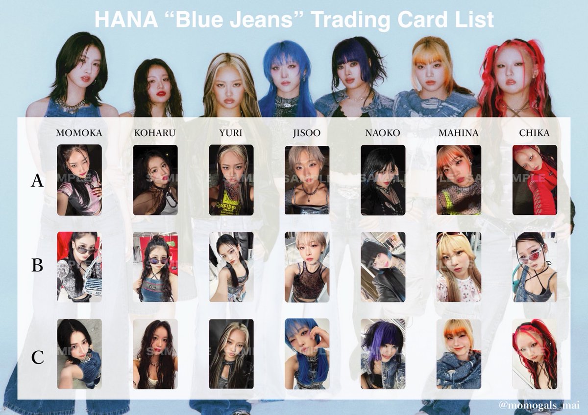 🌻⸝꙳ ⁡ HANA TRADING CARD LIST ▪️ Blue Jeans 封入一覧 ▪️ HANA