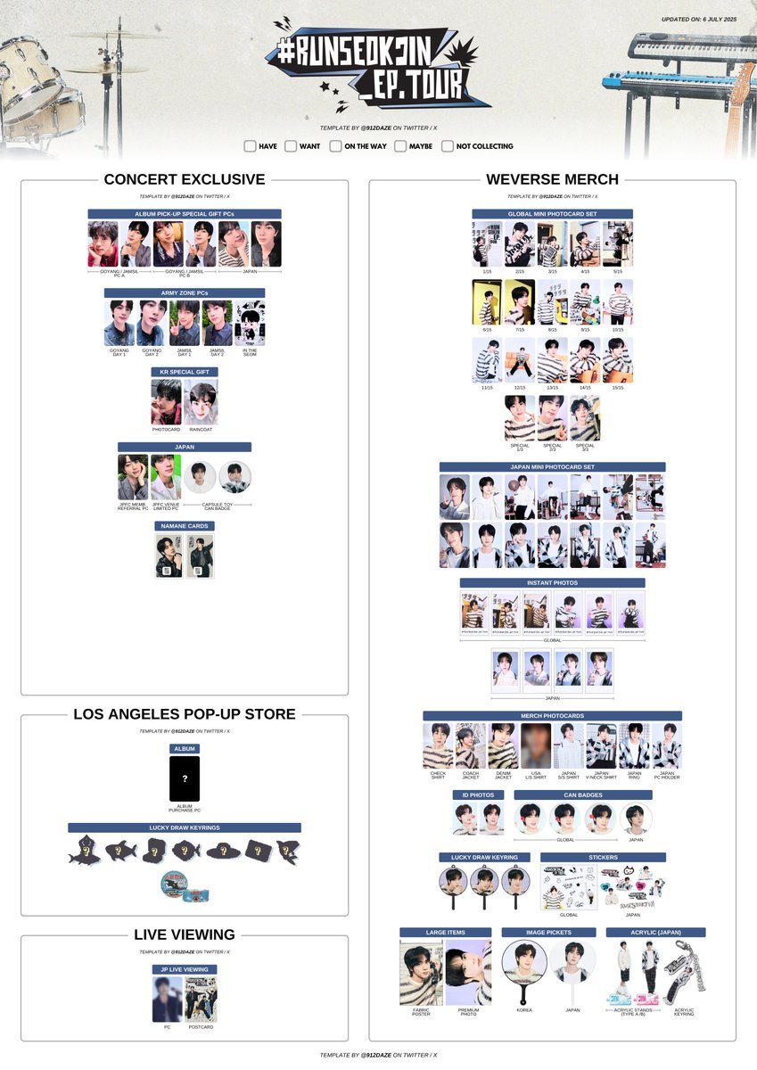 BTS JIN SEOKJIN ALBUM PC PHOTOCARD WL WISHLIST TEMPLATE