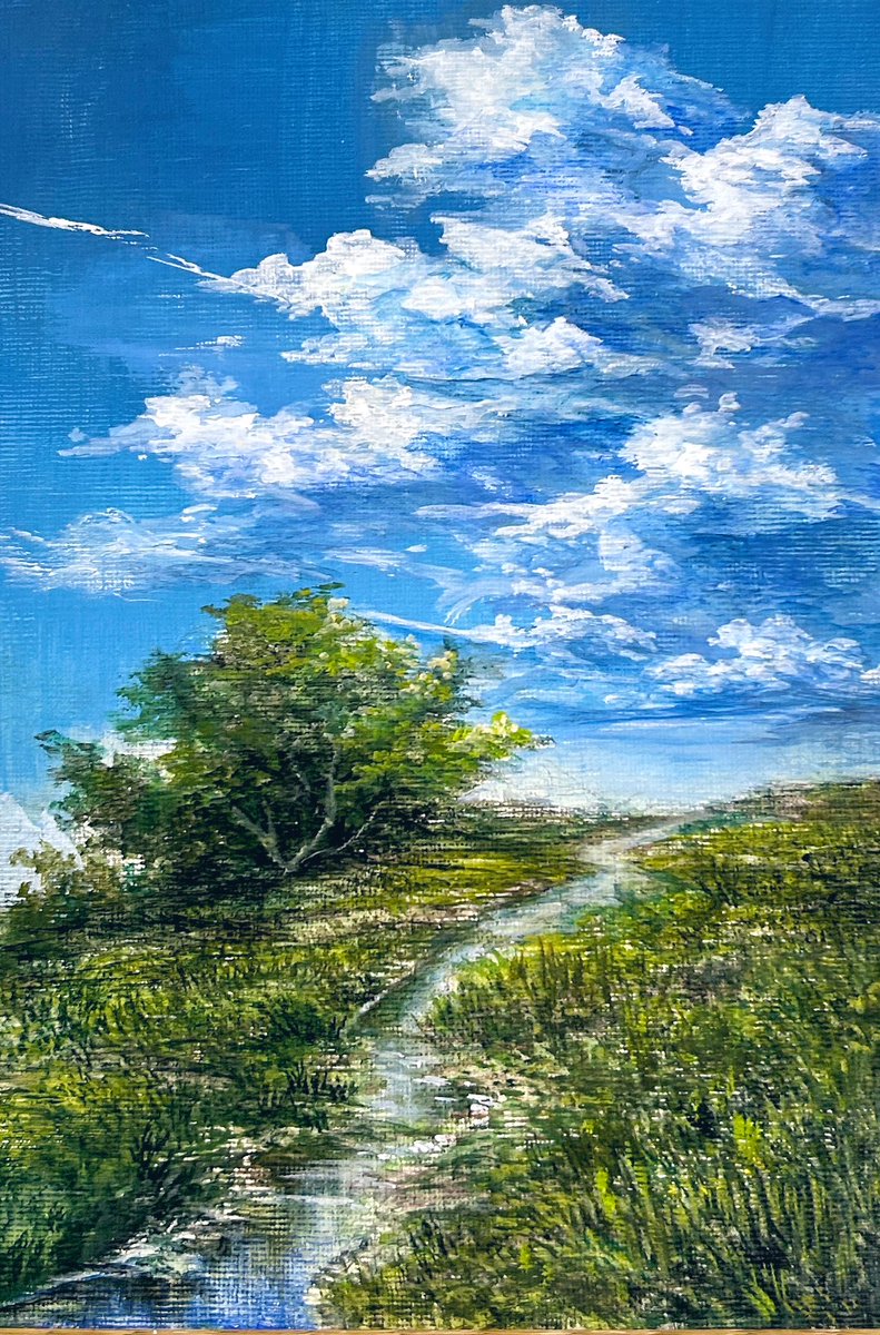 風景画 #アクリル画 盛夏