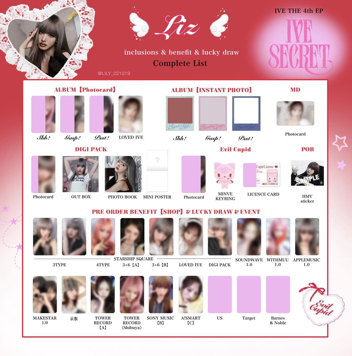 IVE SECRET】 封入&特典 トレカ 一覧 ❤️🪽Complete List ver.3 追加