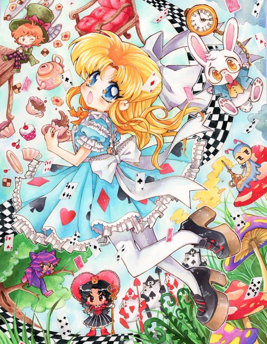 アリス ,時計ウサギ 「Alice In Wonderland 」|Ocean ☆のイラスト