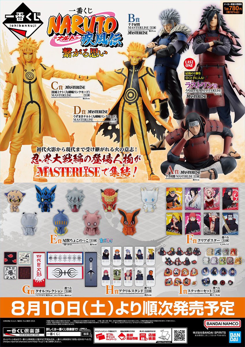 一番くじ NARUTO-ナルト- 疾風伝 繋がる思い 発売日：2024年08月10日