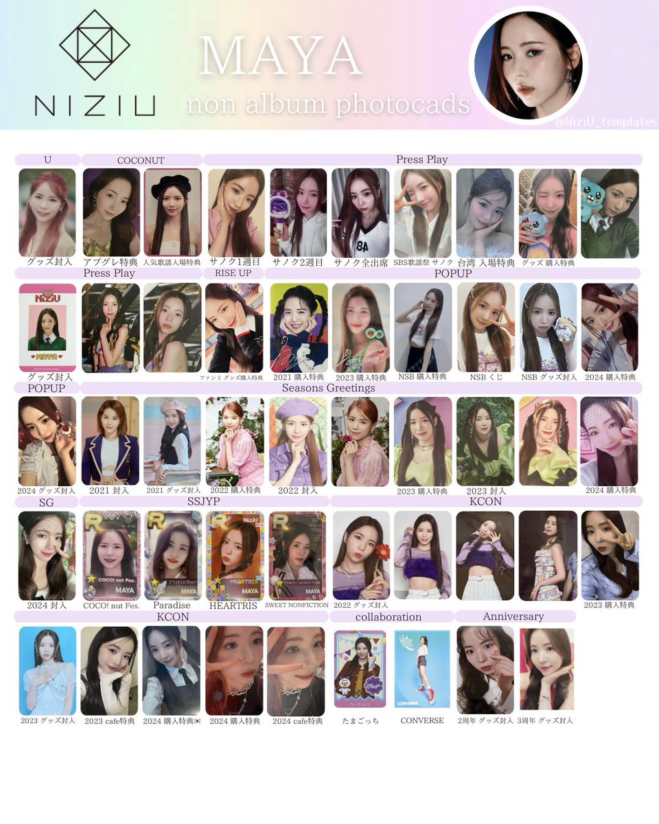 NiziU トレカ 一覧 (その他) Album non album Photocard Template 포카