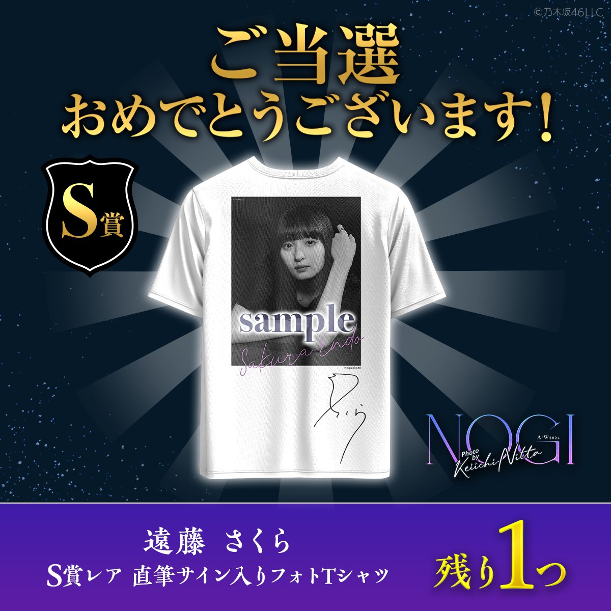 乃木坂46 遠藤さくら のぎbox 2024A/W S賞 フォトTシャツ 乃木坂46