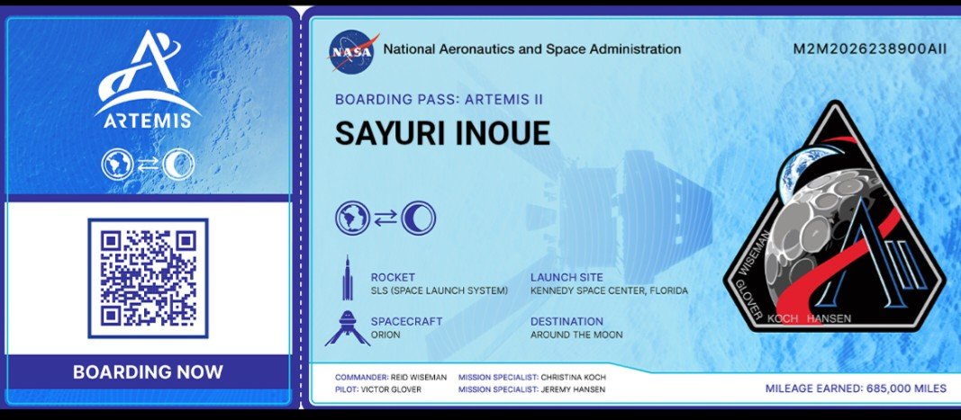 NASA の宇宙船 #Orion に乗れることになったよー🥳 (名前だけ🤣) SD