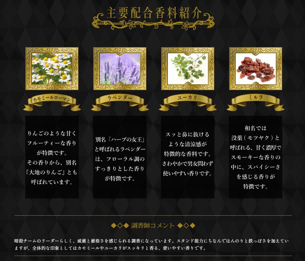 アニメ『ジョジョの奇妙な冒険 黄金の風』 オーデパルファム リゾット