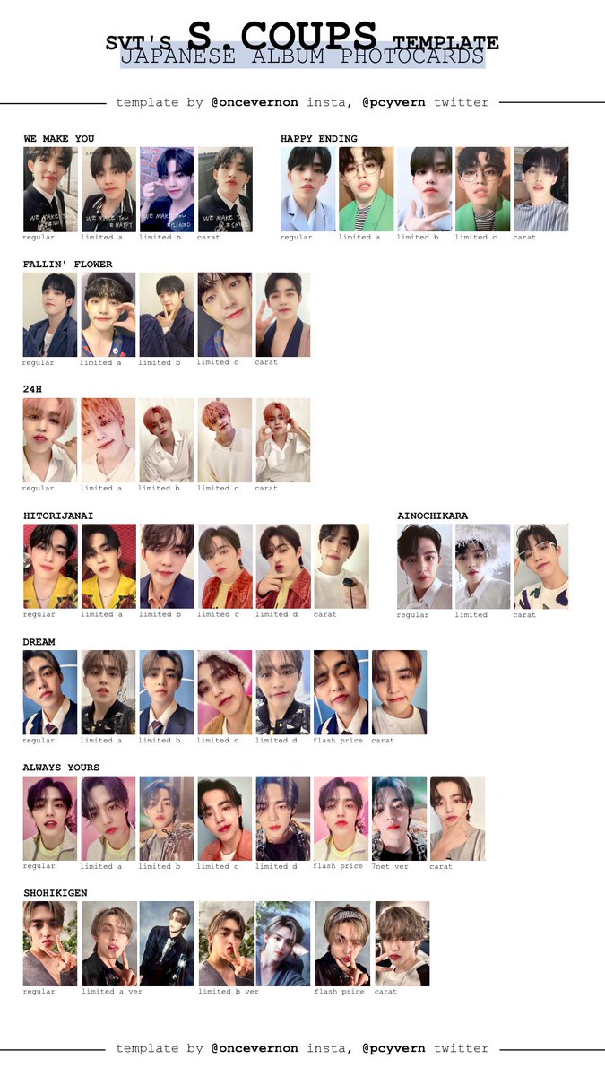 seventeen japanese album photocard templates updated with all