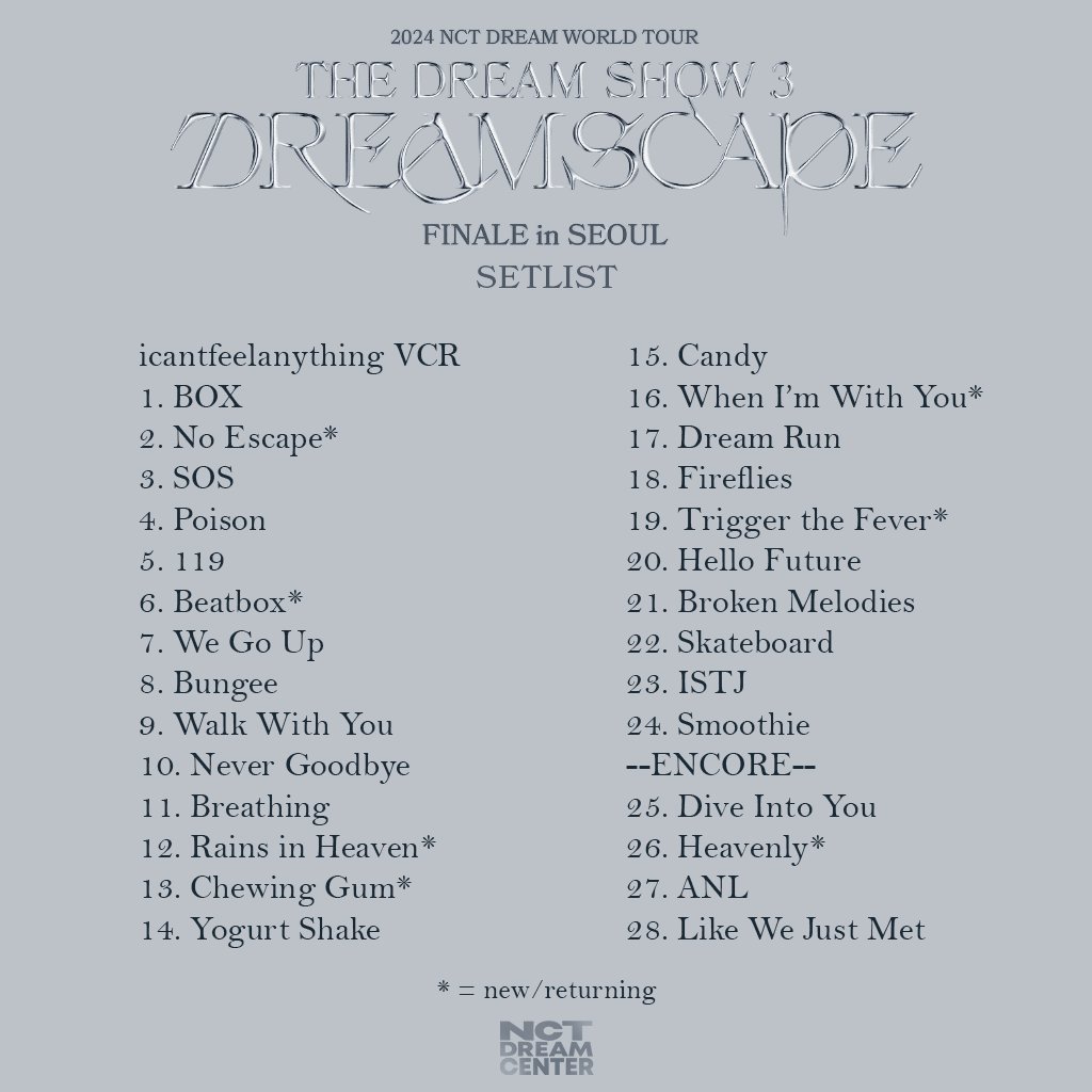 NCT DREAM ドリム 241129 ドリショ3 🇰🇷 アンコン DAY1 セトリ