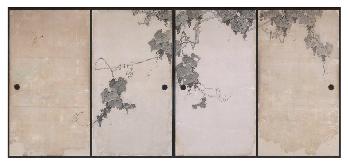 No5398 掛軸 陳其中 葡萄小禽図 紙本 中国画 水墨画 古画 送料無料