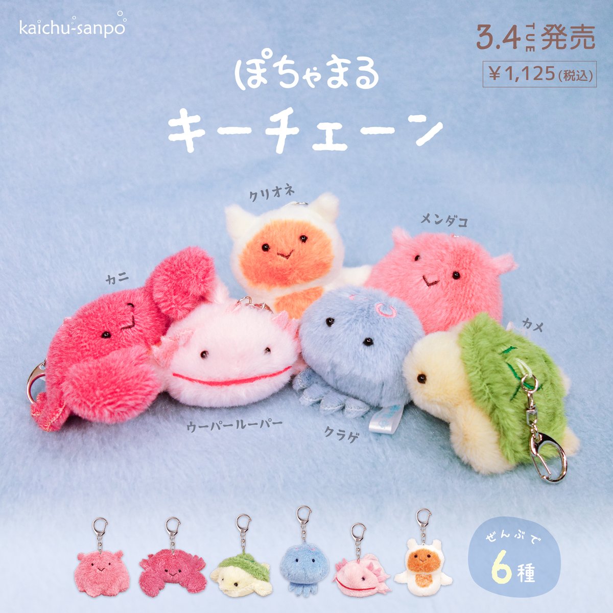 🦀新商品のお知らせ🦀 「海中散歩 #ぽちゃまる」シリーズに新しくキー