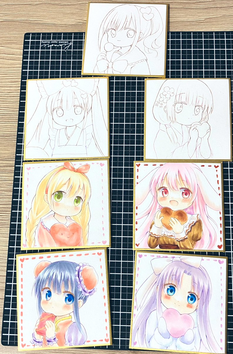ほんのりバレンタインな豆色紙原画ガチャ鋭意作成中…！ #そうさく