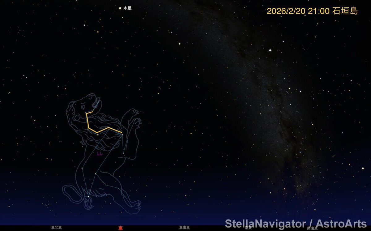 夜の早いうちにもう春の星座、しし座がお目見え🦁 天高く昇った明るい
