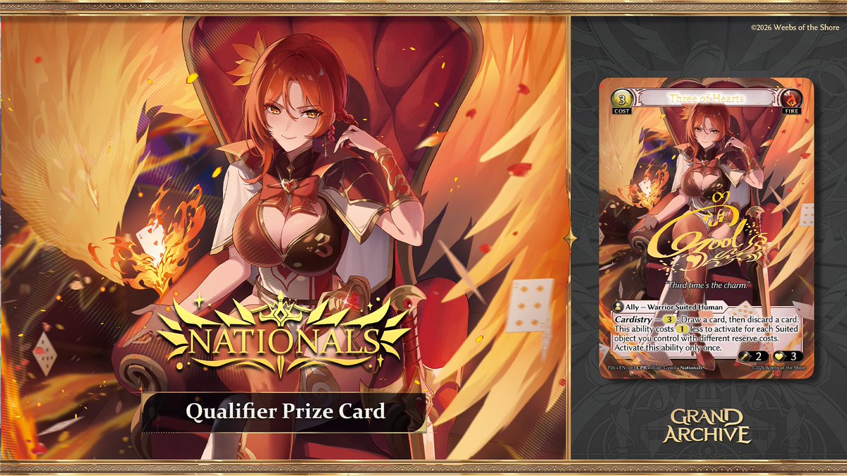 Introducing Three of Hearts, the Qualifier prize card from